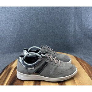 Mephisto Womens Shoes Rebeca Sneakers 8 Gray Leather Low Top Lace Up Casual